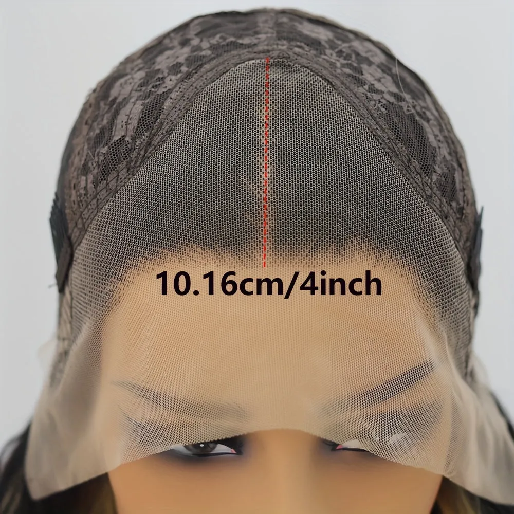 13x4 Inch Deep Part Space Ombre Purple with Black Roots Lace Front Wig - Heat Resistant, Pre-plucked Hairline, Loose Curly Wave, Glueless, Long, Loose Wavy, Daily Party Use Synthetic Wig for Women