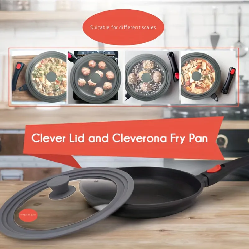 1pc Universal Tempered Glass Pot Cover - Kitchen & Dining Cookware - Fits 20-28cm/7.8-11.02in Pans, Heat-Resistant, Dishwasher Safe, Silicone Edge, Gray, Replacement Cover for Flat Pan and Frying Pan