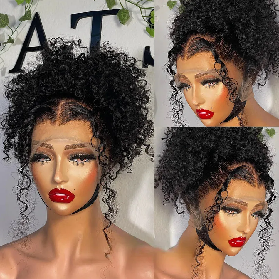 250 Density Deep Curly Human Hair Wigs 360 Lace Frontal Ginger Curly Glueless Wig Orange Colored HD Deep Wave Lace Frontal Wigs for Women