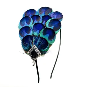 3-in-1 Peacock Feather Removable Adjustable Hairband Hair Clip & Necklace Kit