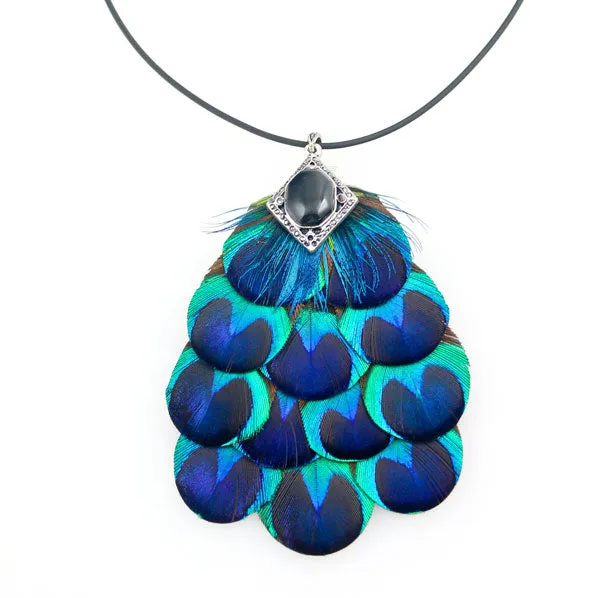 3-in-1 Peacock Feather Removable Adjustable Hairband Hair Clip & Necklace Kit