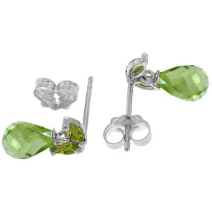 3.4 Carat 14K Solid White Gold Welcome The Uexpected Peridot Earrings