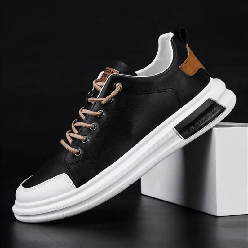 Advbridge PU Leather Casual Sneakers for Men Non-slip White Shoes Vulcanized Trainers Male Fashion Outdoor Flats Sports Running Shoes