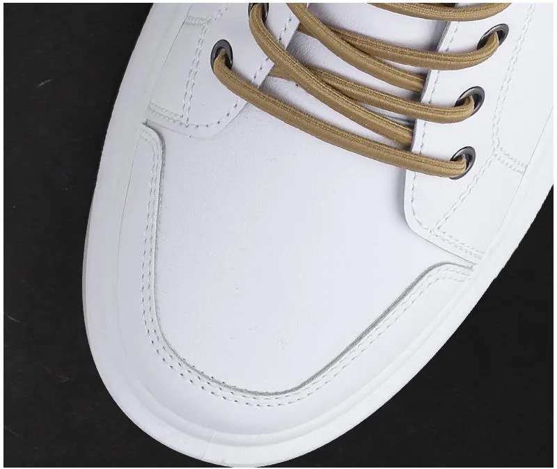 Advbridge PU Leather Casual Sneakers for Men Non-slip White Shoes Vulcanized Trainers Male Fashion Outdoor Flats Sports Running Shoes
