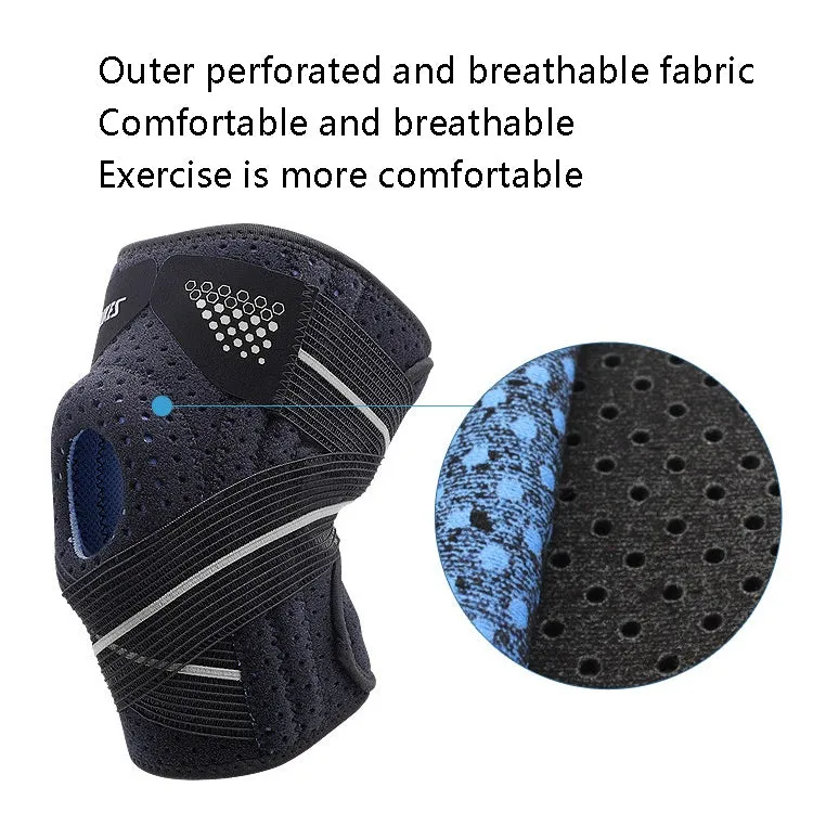 AOLIKES HX-7909 Tie Spring Support Silicone Knee Pad Mountaineering Riding Running Basketball Sweat-Absorbent Breathable Knee Pad(Black Gray)