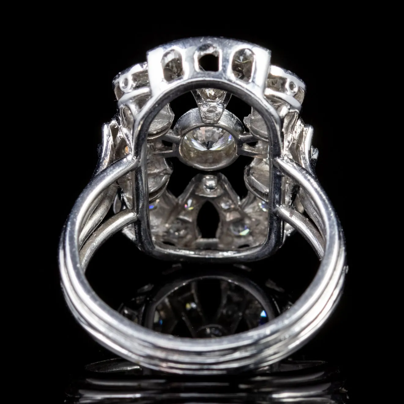 Art Deco Platinum Diamond Cluster Ring 2ct of Diamond