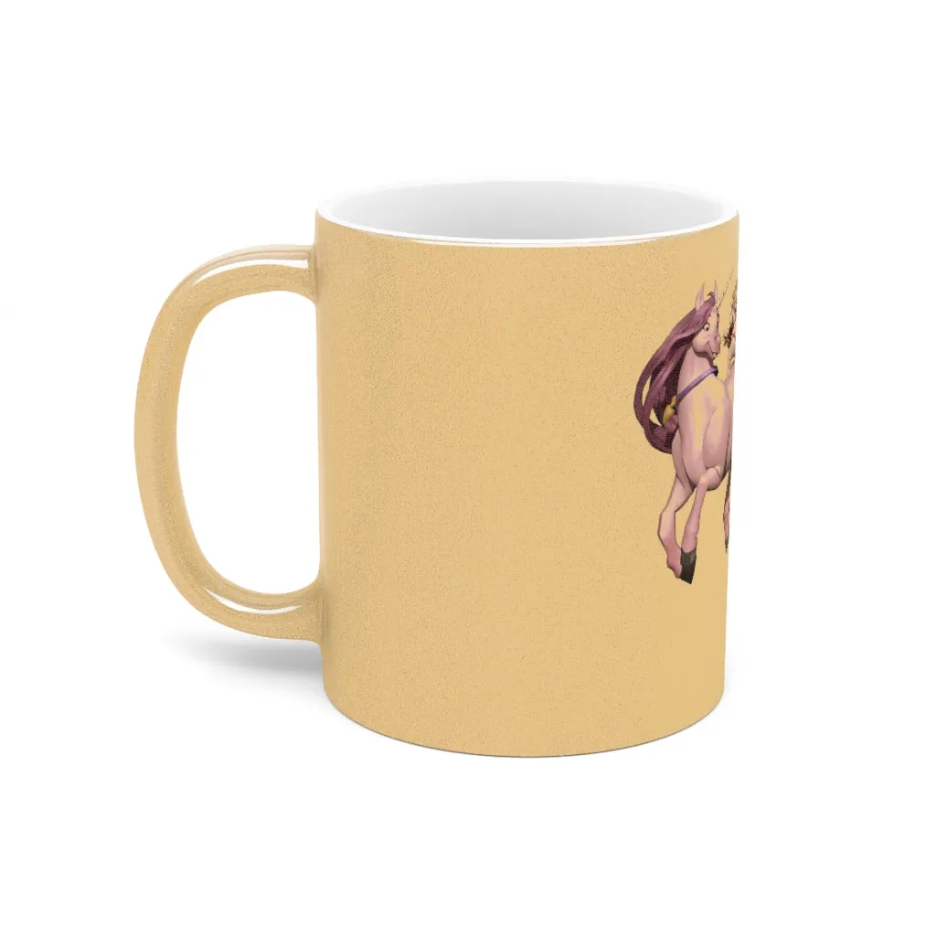 Baby Cupid and Horse Metallic Mug (Silver / Gold)