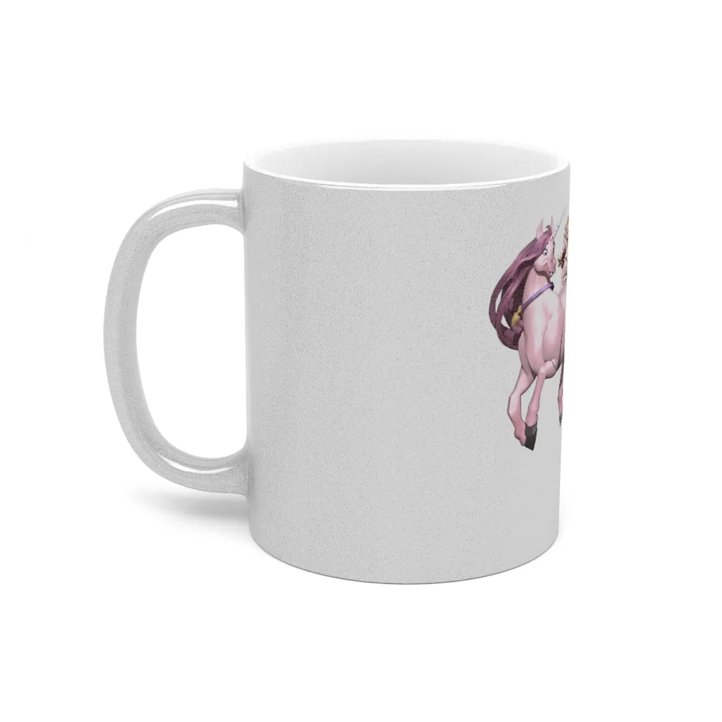 Baby Cupid and Horse Metallic Mug (Silver / Gold)