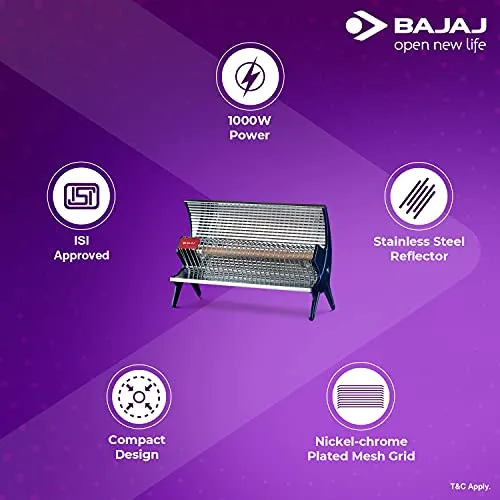 Bajaj Flashy 1000 Watts Radiant Room Heater (Steel)