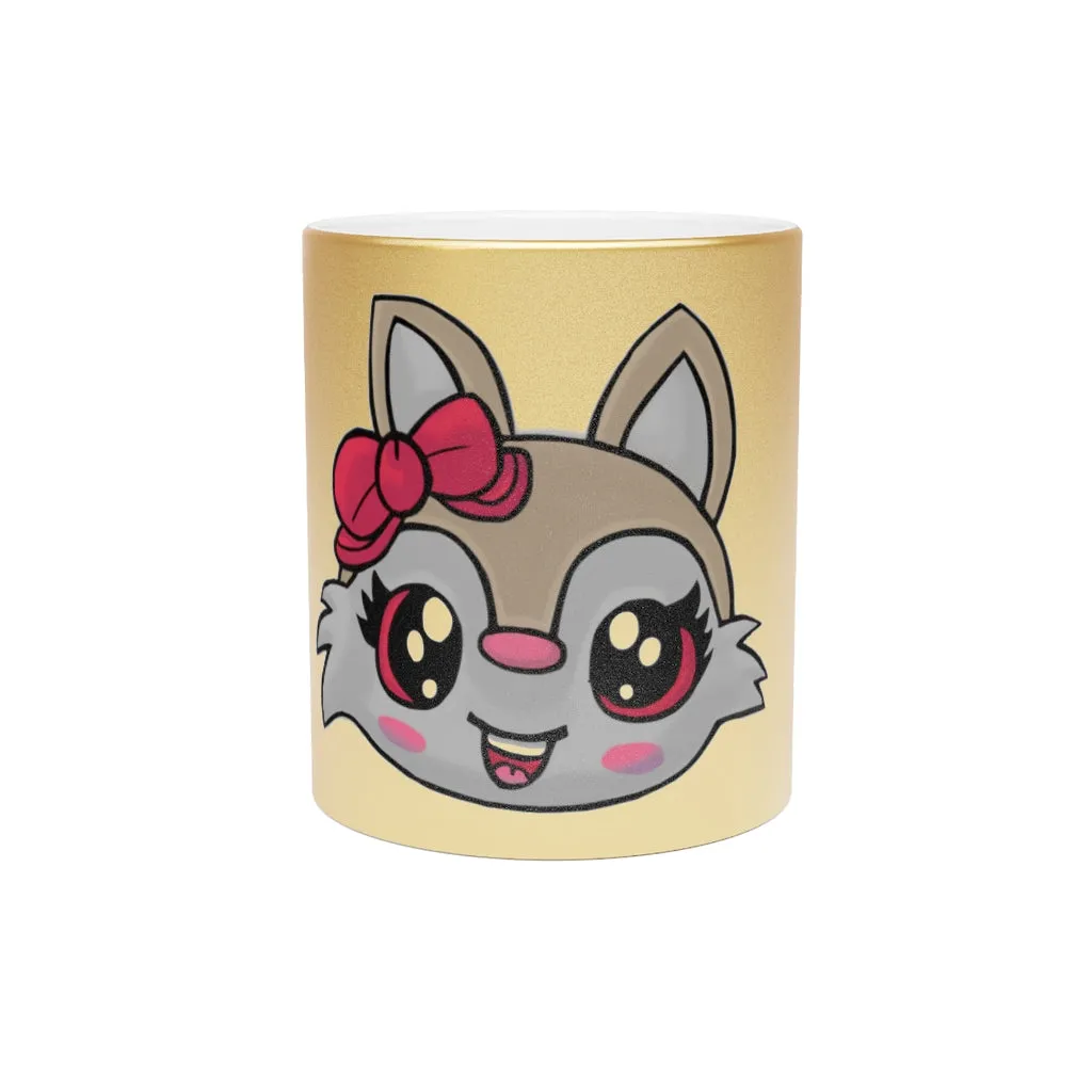 Brown Kitty Head Metallic Mug (Silver\Gold)