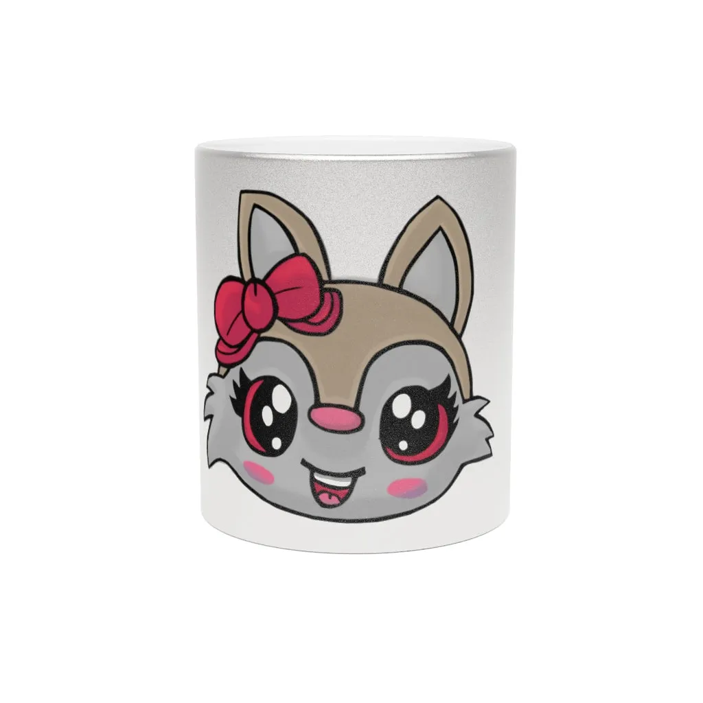 Brown Kitty Head Metallic Mug (Silver\Gold)