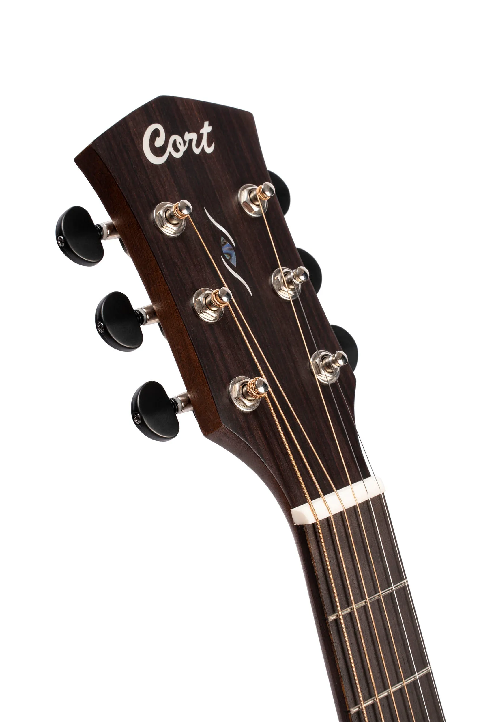 Cort OM Core Series Spruce Acoustic-Electric Guitar, Open Pore Trans Black With Deluxe Soft Side Case