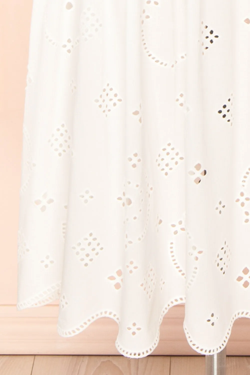 Danilynn | Midi White Openwork Dress w/ Belt