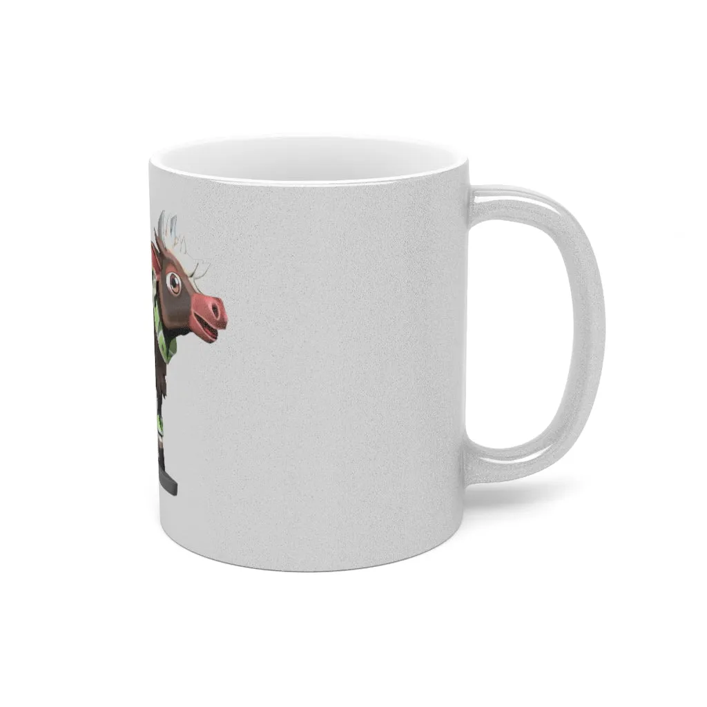 Dark Brown Cow Metallic Mug (Silver / Gold)