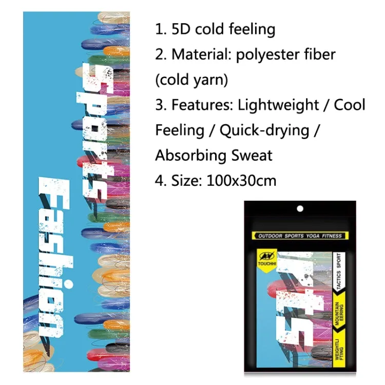 Fitness Cold Towel Outdoor Sports Cooling Quick-Drying Towel, Size: 100 x 30cm(Blue Feather)