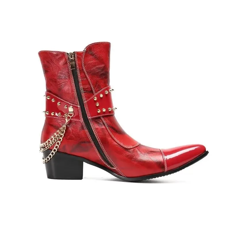 Flashy Leather Chic Ankle Boots