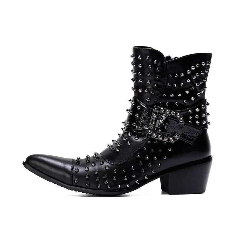 Flashy Leather Chic Ankle Boots