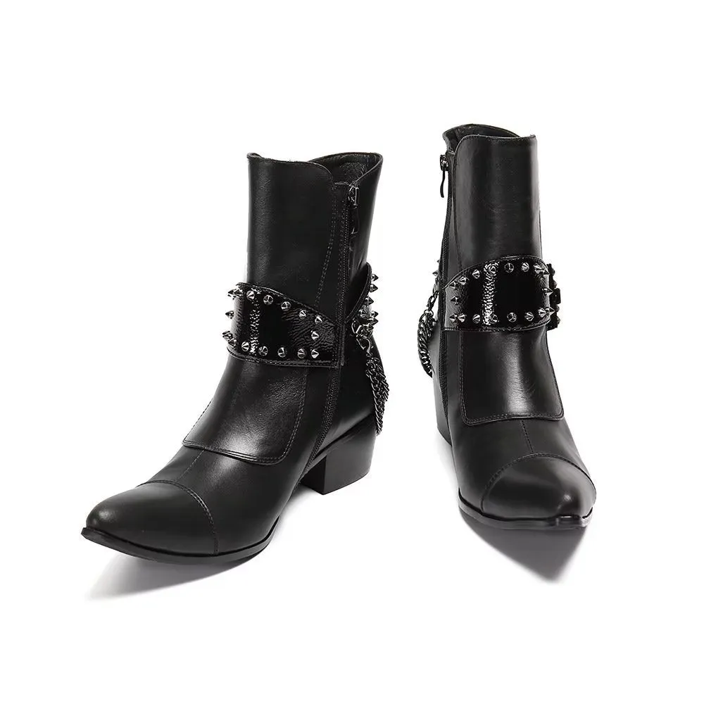 Flashy Leather Chic Ankle Boots
