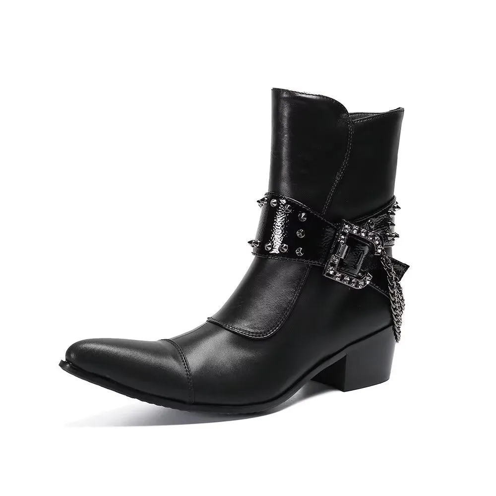 Flashy Leather Chic Ankle Boots