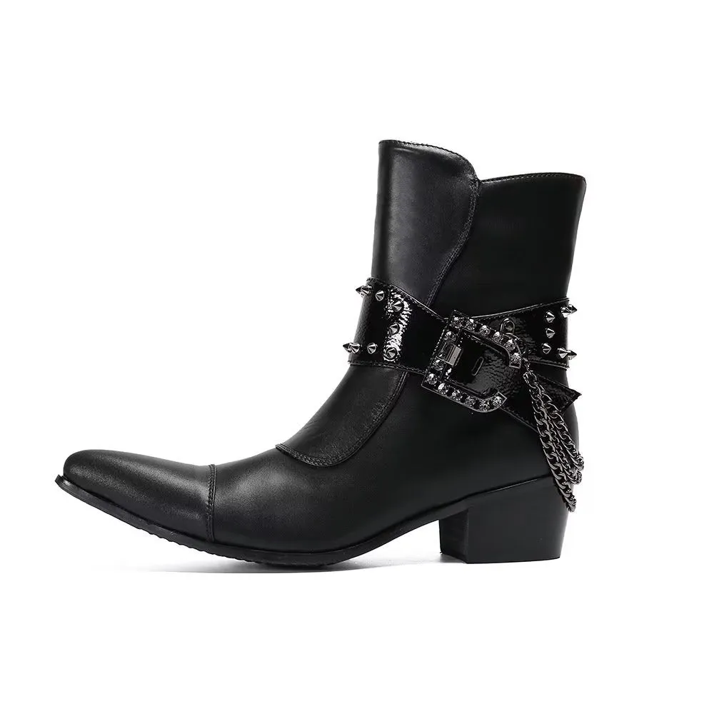 Flashy Leather Chic Ankle Boots