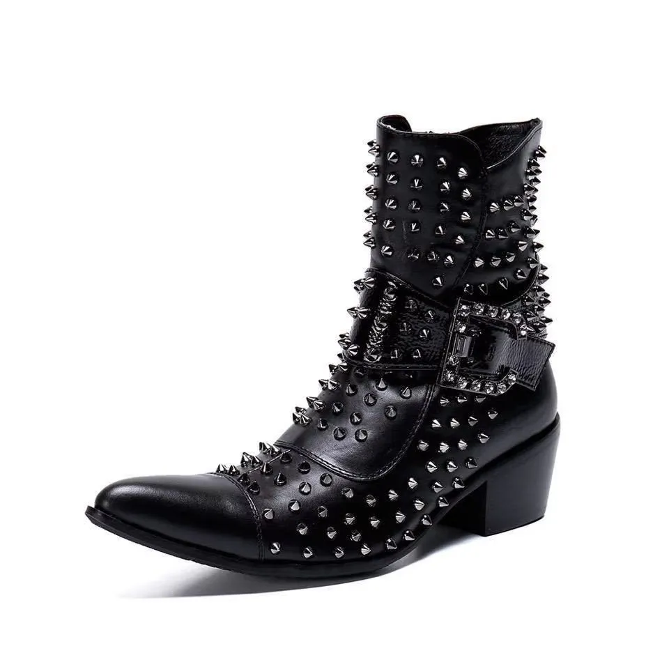 Flashy Leather Chic Ankle Boots