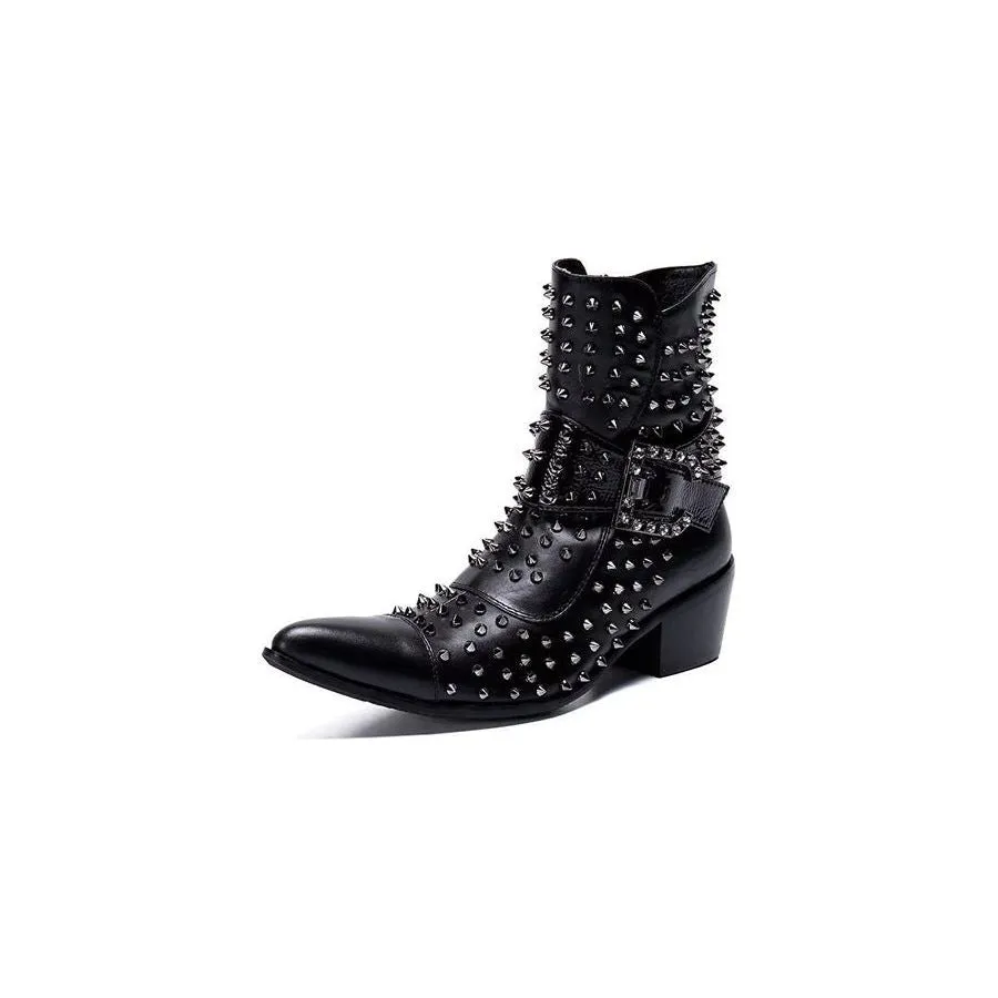 Flashy Leather Chic Ankle Boots