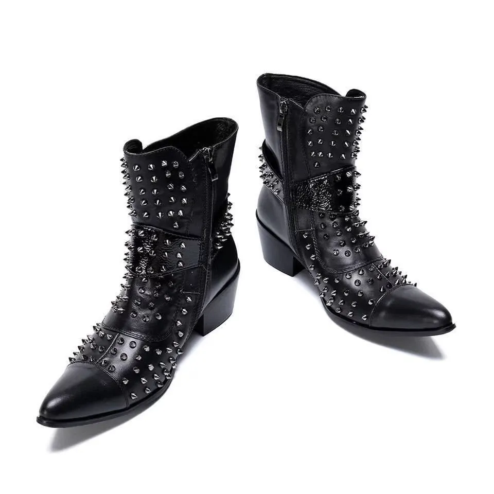Flashy Leather Chic Ankle Boots