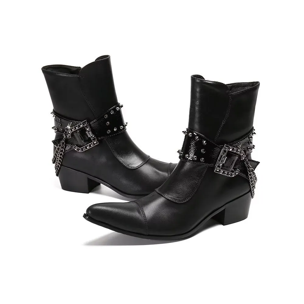 Flashy Leather Chic Ankle Boots