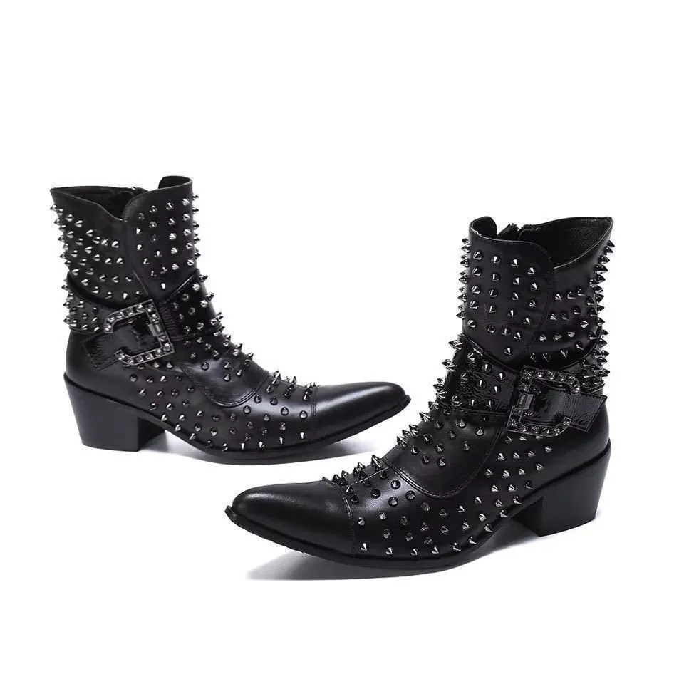 Flashy Leather Chic Ankle Boots