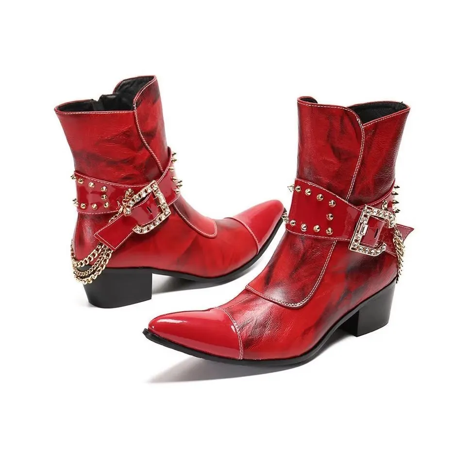 Flashy Leather Chic Ankle Boots