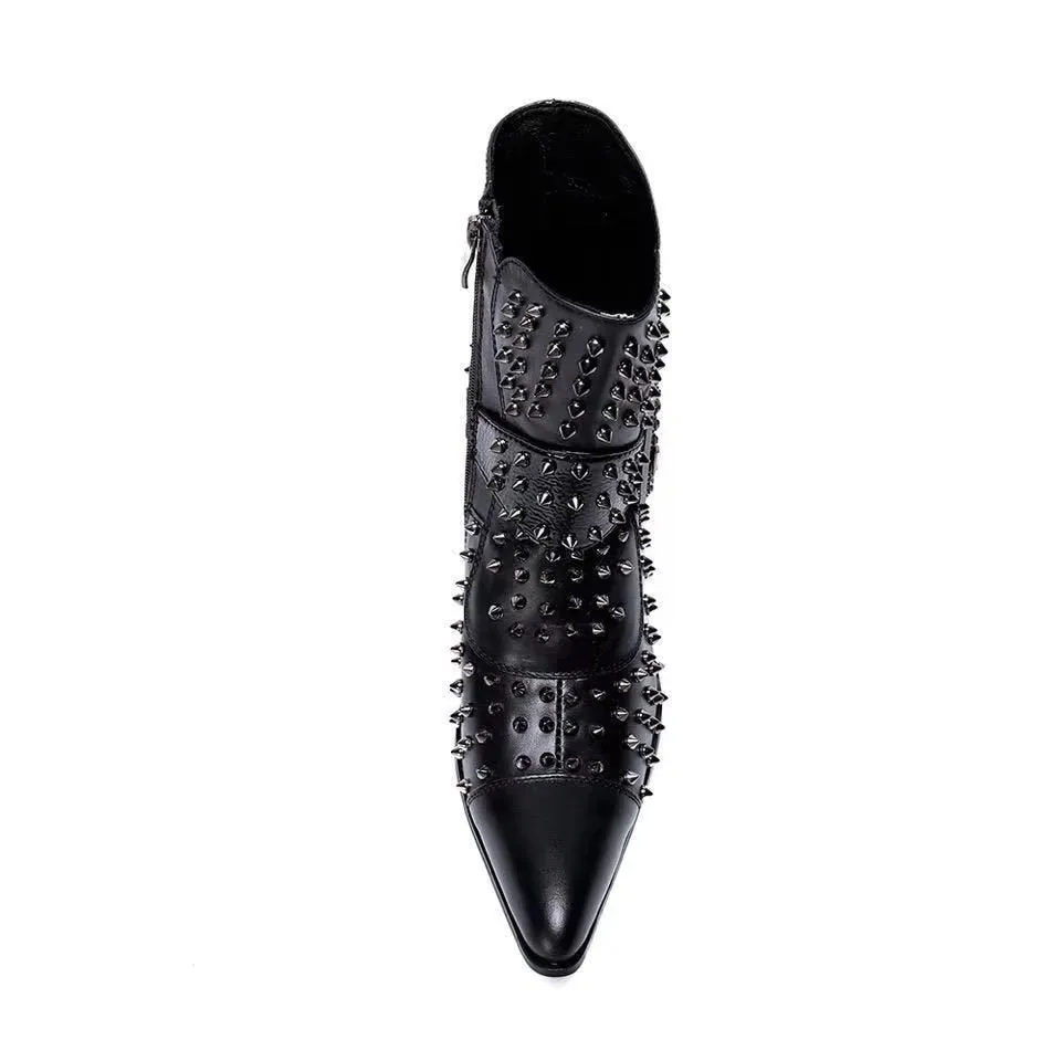 Flashy Leather Chic Ankle Boots