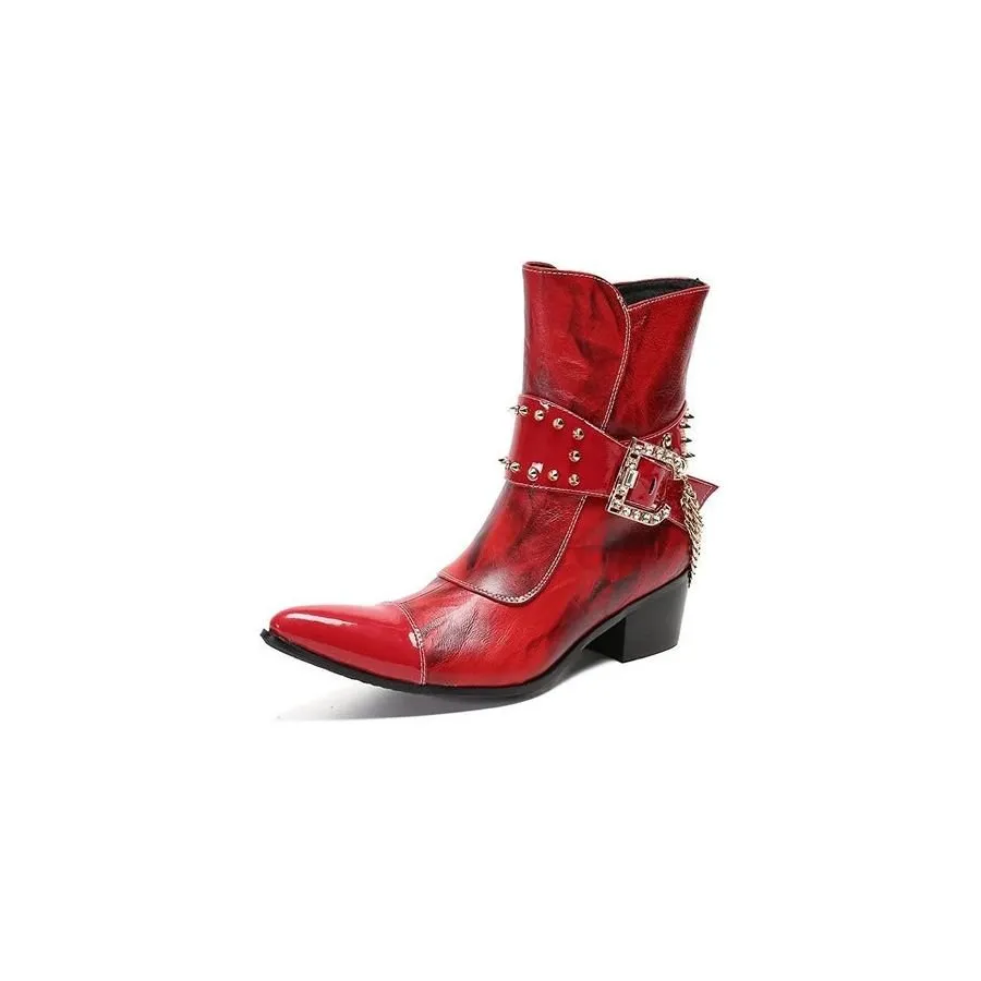 Flashy Leather Chic Ankle Boots
