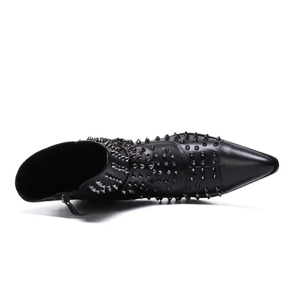 Flashy Leather Chic Ankle Boots