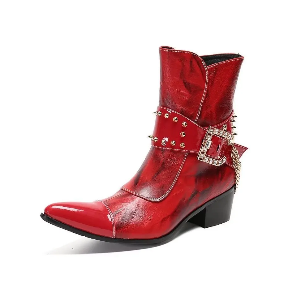 Flashy Leather Chic Ankle Boots