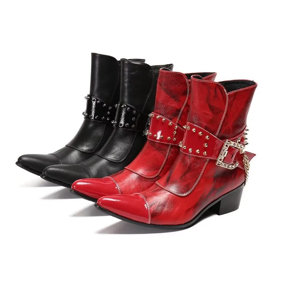 Flashy Leather Chic Ankle Boots