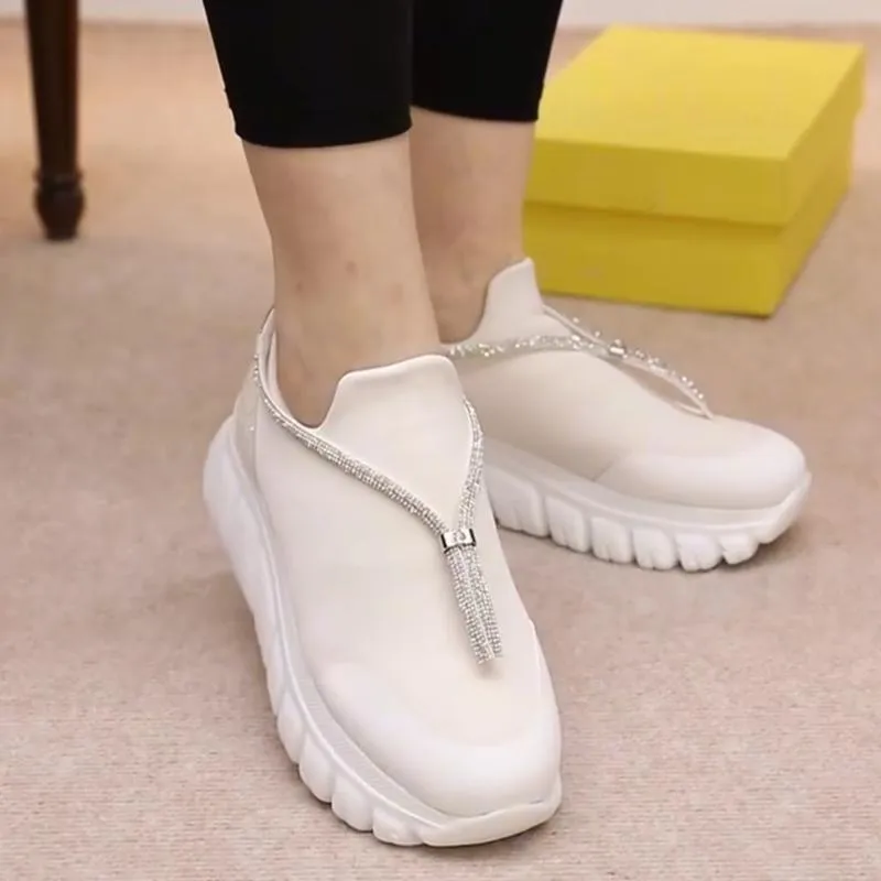 Glitter Slip-On Sneakers White