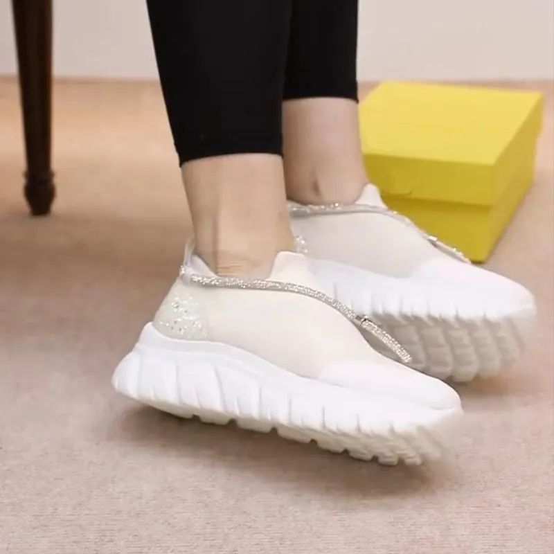 Glitter Slip-On Sneakers White