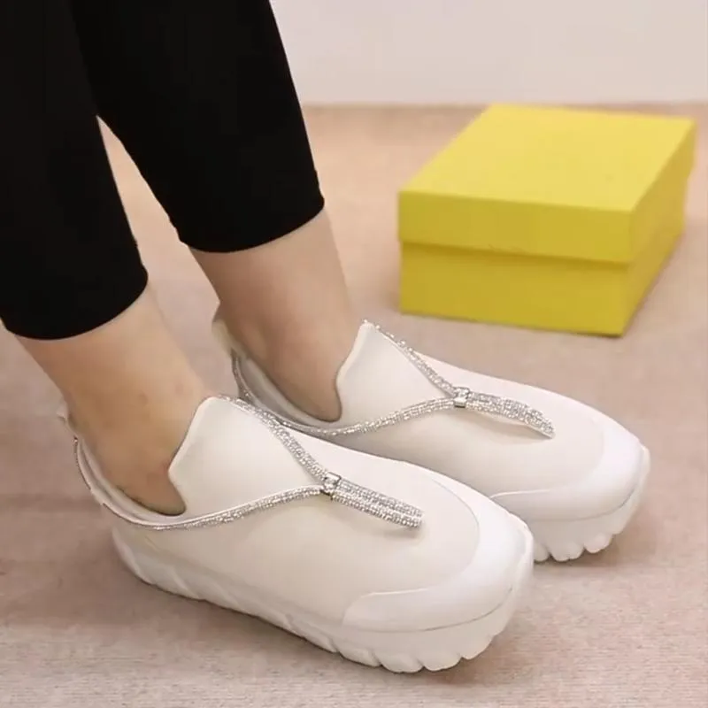 Glitter Slip-On Sneakers White