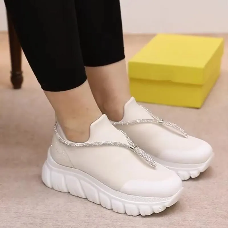 Glitter Slip-On Sneakers White