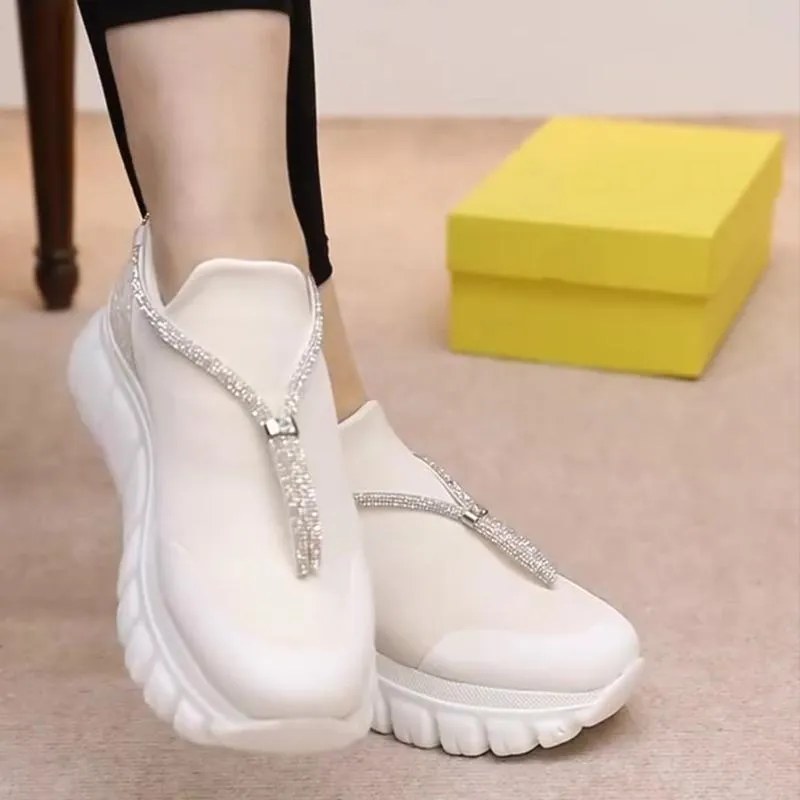 Glitter Slip-On Sneakers White