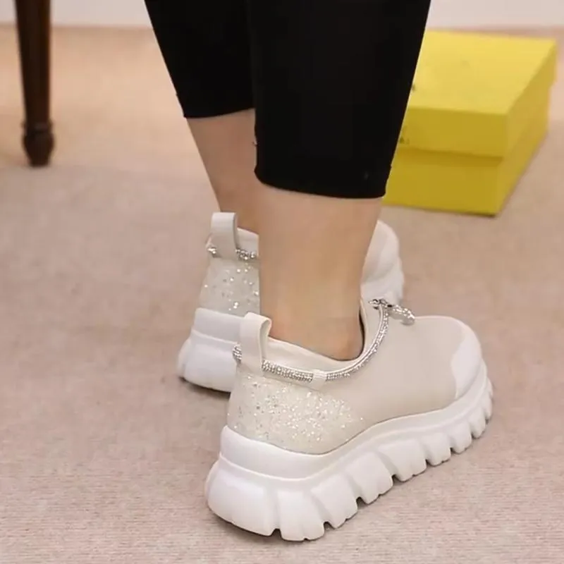 Glitter Slip-On Sneakers White