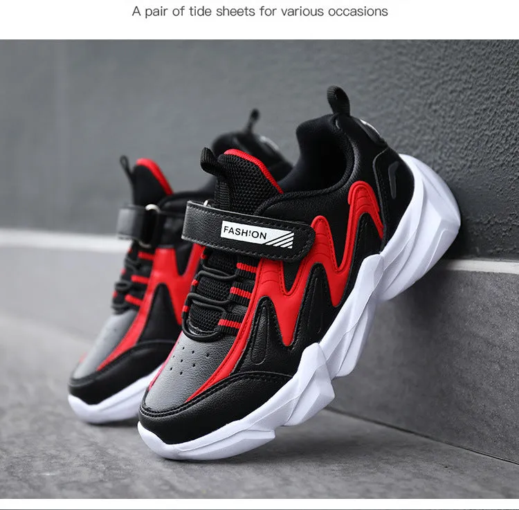 Kids Hook-and-loop Fastener Strap Chunky Sneakers- FDs