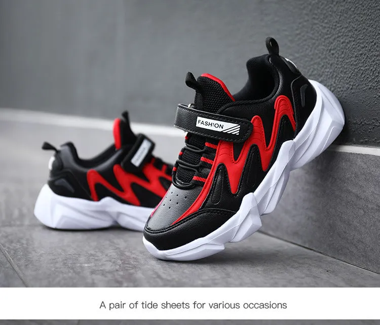 Kids Hook-and-loop Fastener Strap Chunky Sneakers- FDs