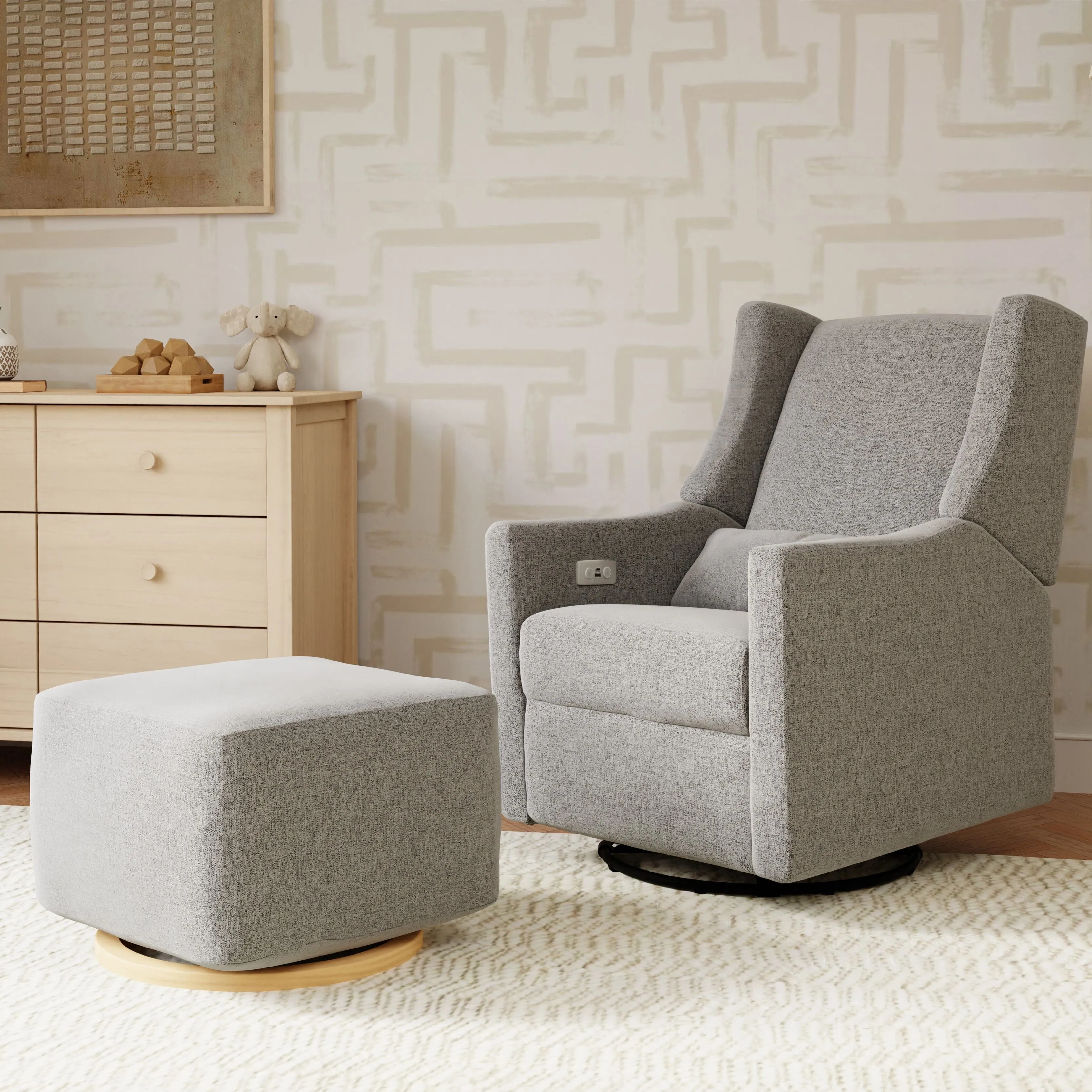 Kiwi Gliding Ottoman Water Repellent & Stain Resistant | Performance Grey Eco-Weave