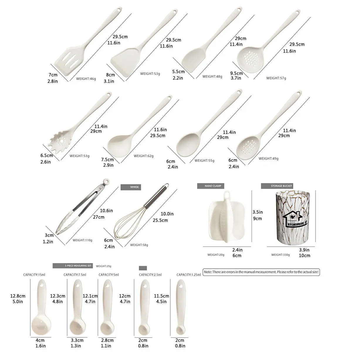 kkboxly 18-Piece Premium Silicone Kitchen Utensil Set - Heat Resistant, Non-Stick, Durable with Storage Bucket - Perfect for Cooking, Baking, and School Dorms - Includes Egg Beater, Tongs, and Measuring Spoon