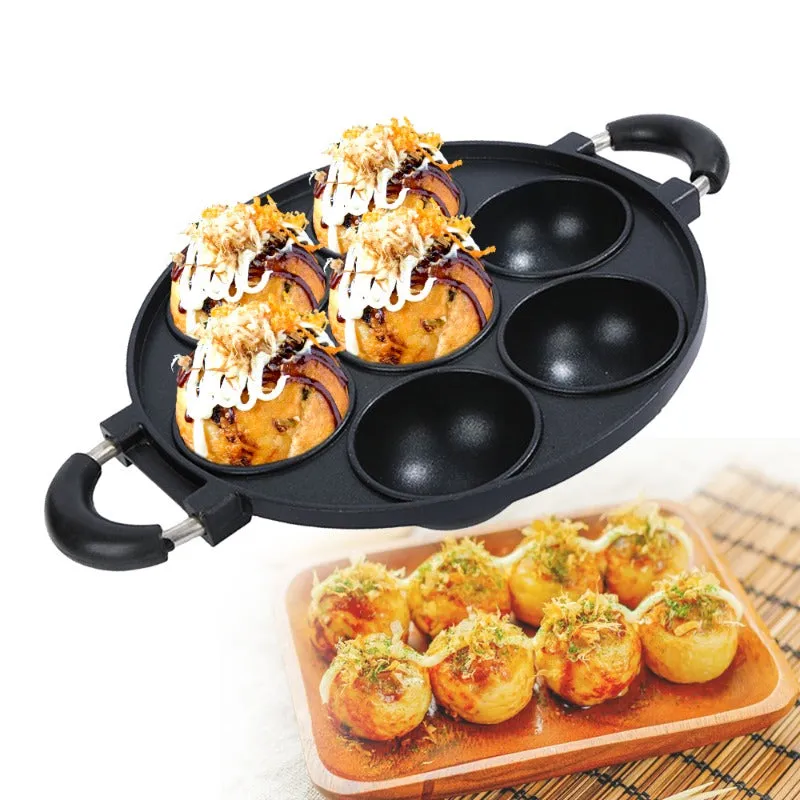 kkboxly 1pc Premium 7-Hole Non-Stick Aluminum Cake Pan - Easy-Release Omelette Cooker with Heat-Resistant Handle - Ideal Breakfast Egg Mold for Kitchen Baking Accessories