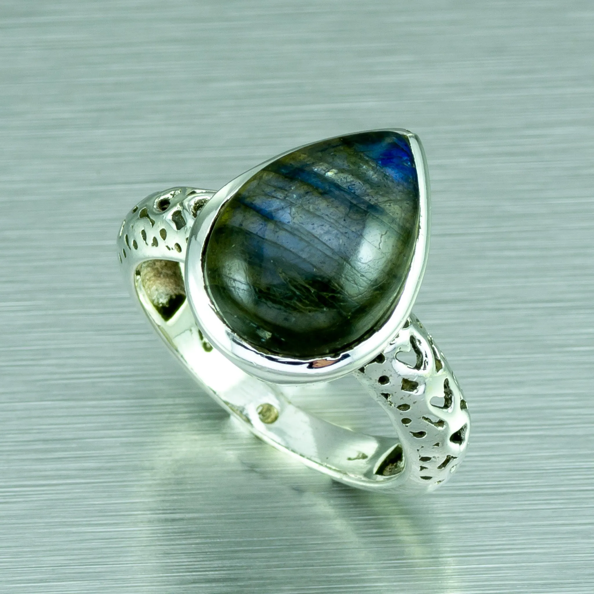 Labradorite Pear Shape Ring