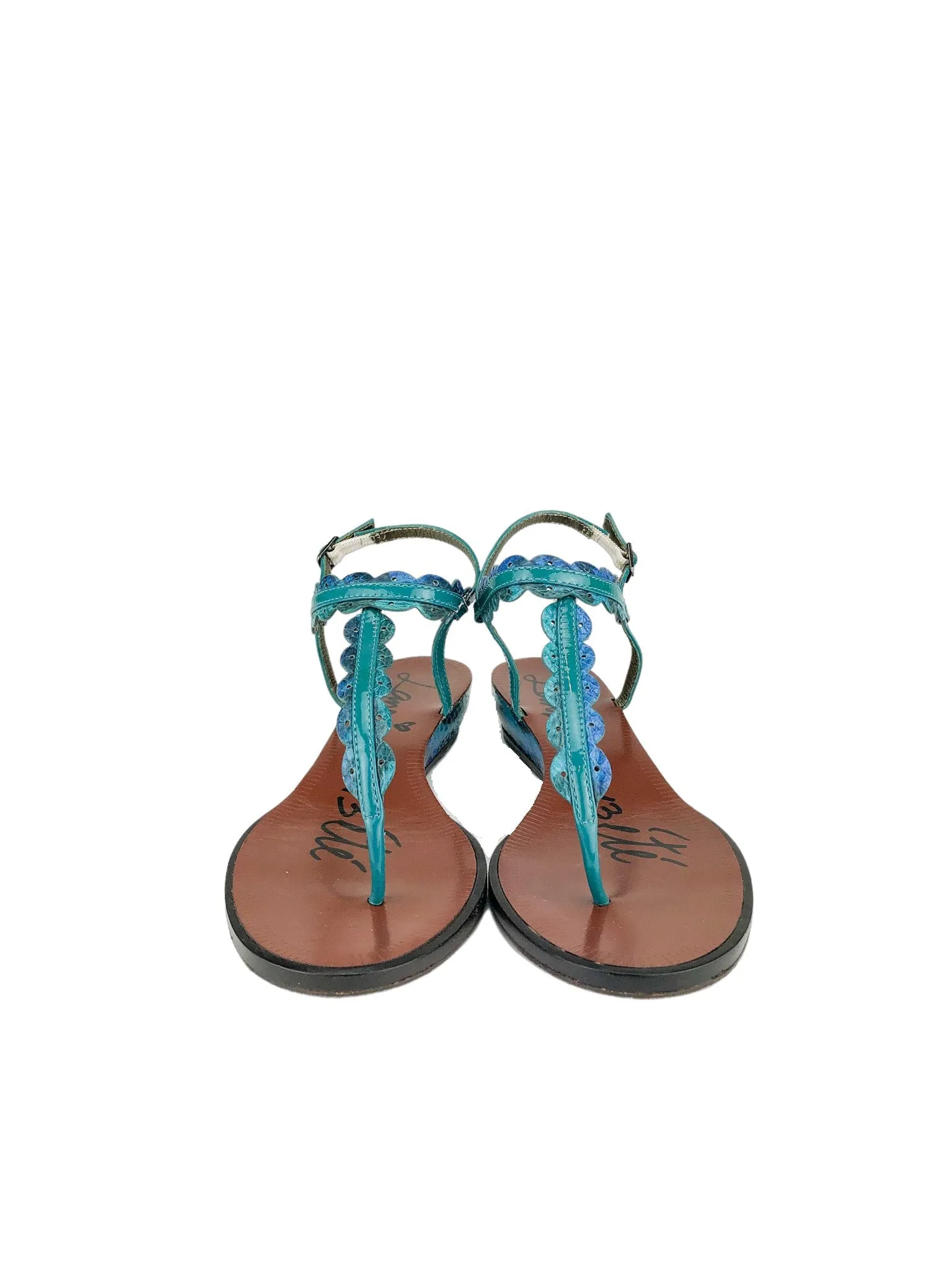 Lanvin, Women's 2013 été T-Strap Wedge Sandal, Green/Turq, Size 7 (38)