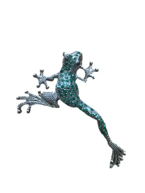 Leaping Frog Green Crystal Lapel Pin
