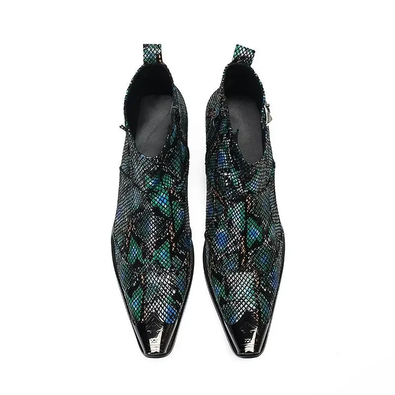 Luxe Exotic Leather Statement Dress Boots